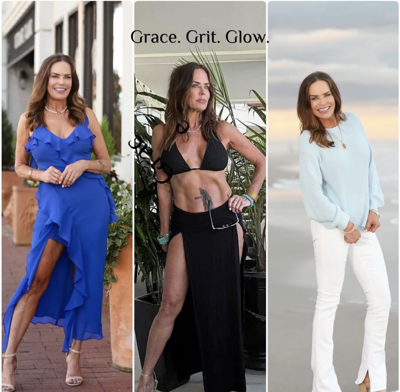 Three outfits styled by Cola Harris